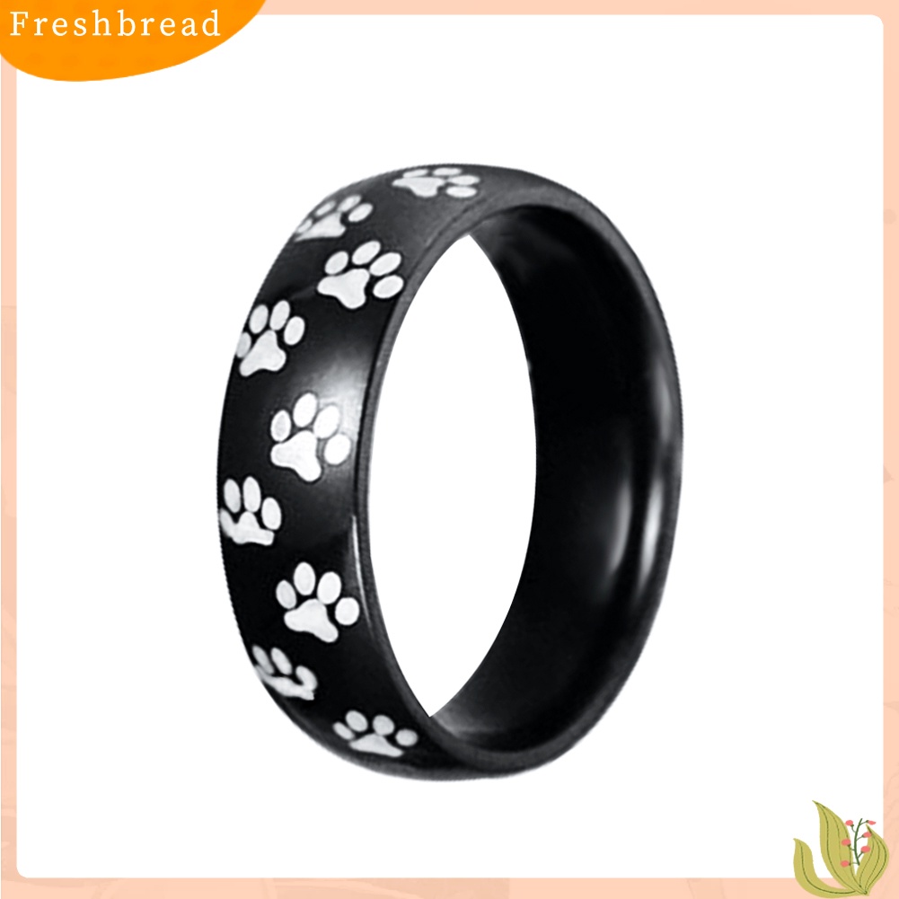 &lt; Freshbread &gt; Pria Wanita Lucu Hewan Paw Print Baja Titanium Jari Cincin Perhiasan Hadiah Ulang Tahun