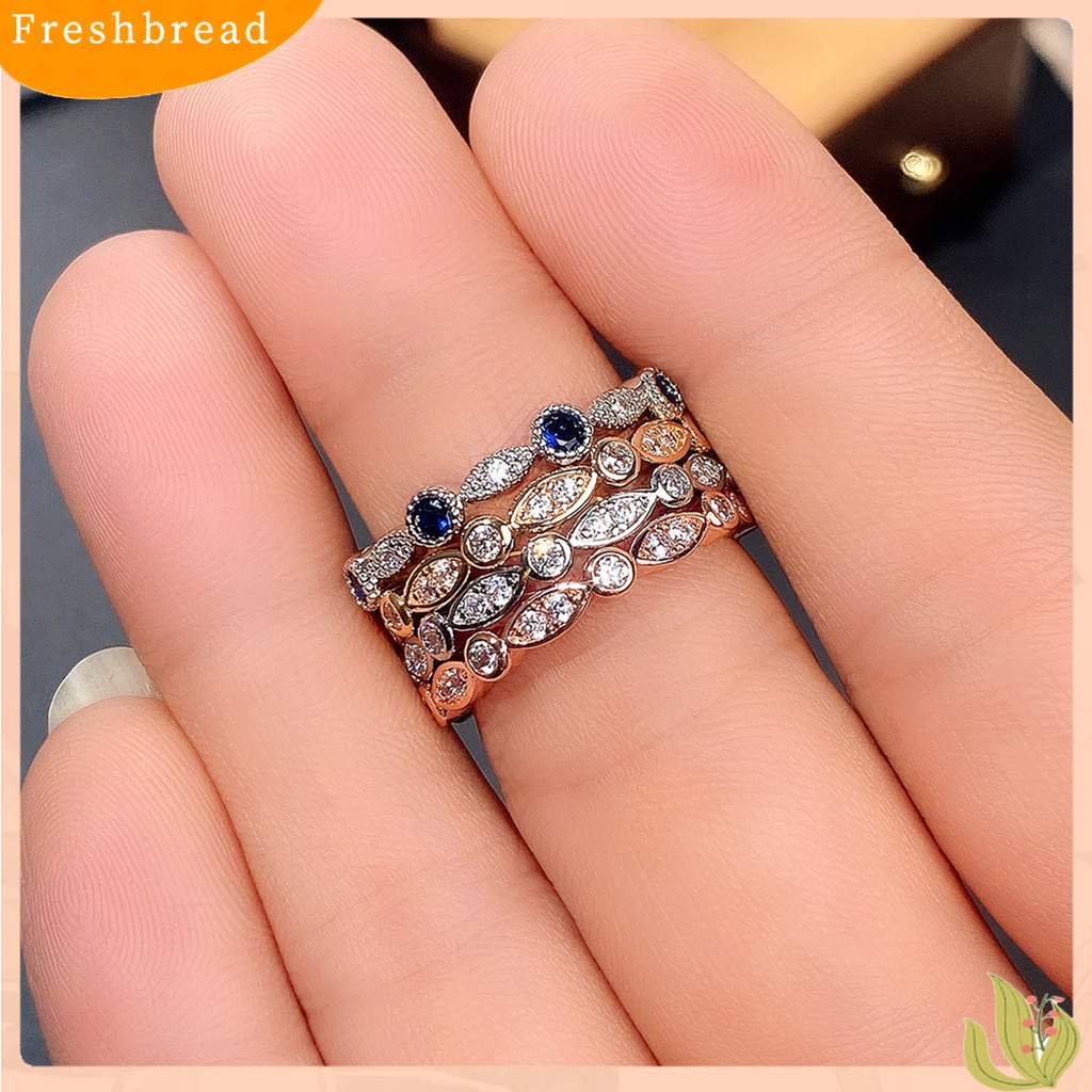 &lt; Freshbread &gt; Pengerjaan Halus Kilau Terang Cincin Jari Tembaga Bersinar Berlian Imitasi Berbentuk Pir Wanita Cincin Perhiasan Aksesoris