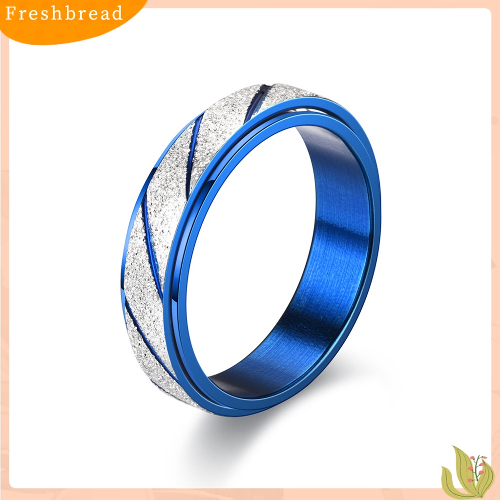 &lt; Freshbread &gt; Cincin Jari Buram Garis Slash Blok Warna Pria Wanita Bergaris Turnable Ring Fashion Jewelry