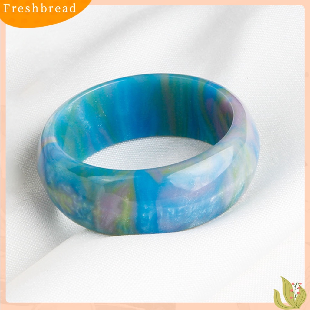 &lt; Freshbread &gt; Lebar Halus Resin Lady Cincin Awan Warna-Warni Tebal Cincin Perhiasan Aksesori