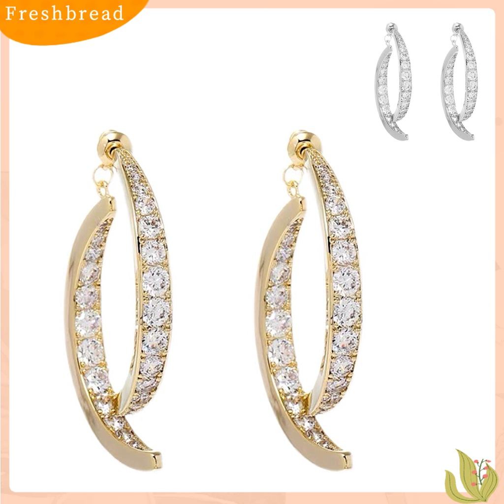 &lt; Freshbread &gt; 1pasang Anting Menjuntai Perhiasan Melengkung Silang Manset Telinga Berkilau Ringan Untuk Perjamuan