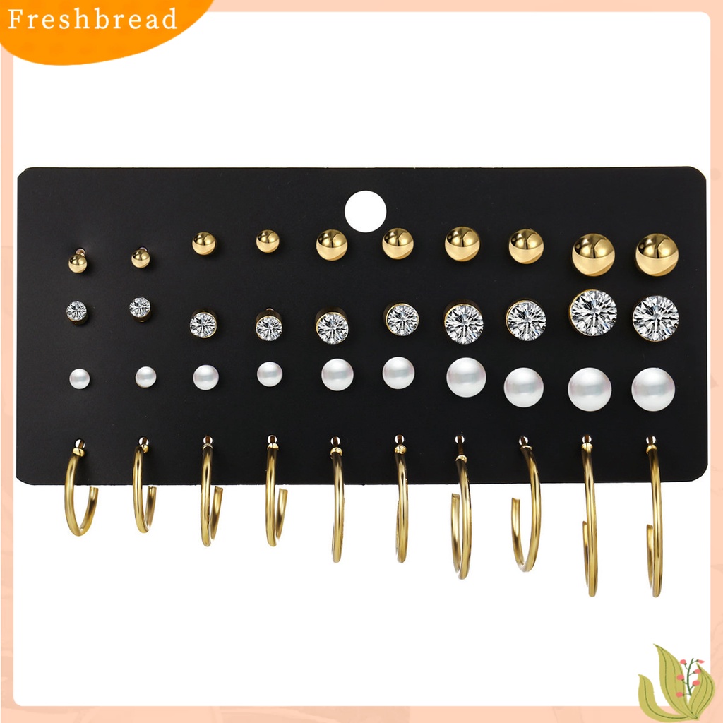 &lt; Freshbread &gt; 1set Anting Drop Warna Cerah Berkilau Efek Visual Tahan Korosi Bebas Alergi Hias Alloy Wanita All-Match Cinta Hati Gaya Women Earrings Set Untuk Anak Perempuan