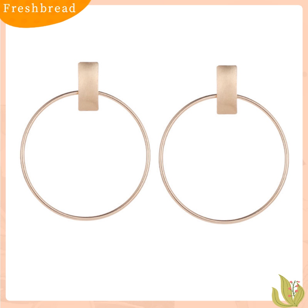 &lt; Freshbread &gt; Minimalis Wanita Lingkaran Besar Persegi Panjang Geometris Statement Stud Earrings Jewelry