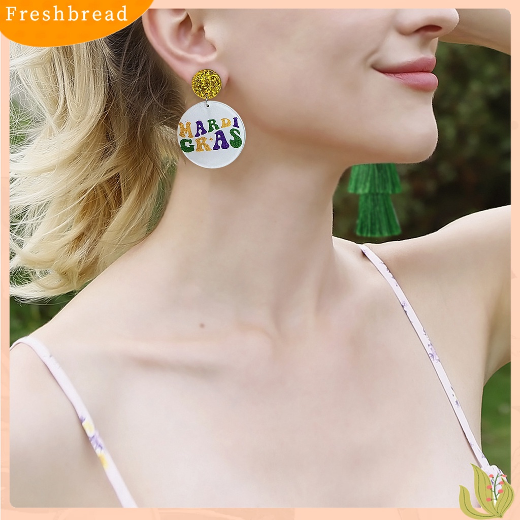 &lt; Freshbread &gt; 1pasang Anting Kait Warna-Warni Glitter Teardrop Merayakan Festival Hollow Penutup Mata Menjuntai Anting Perlengkapan Karnaval