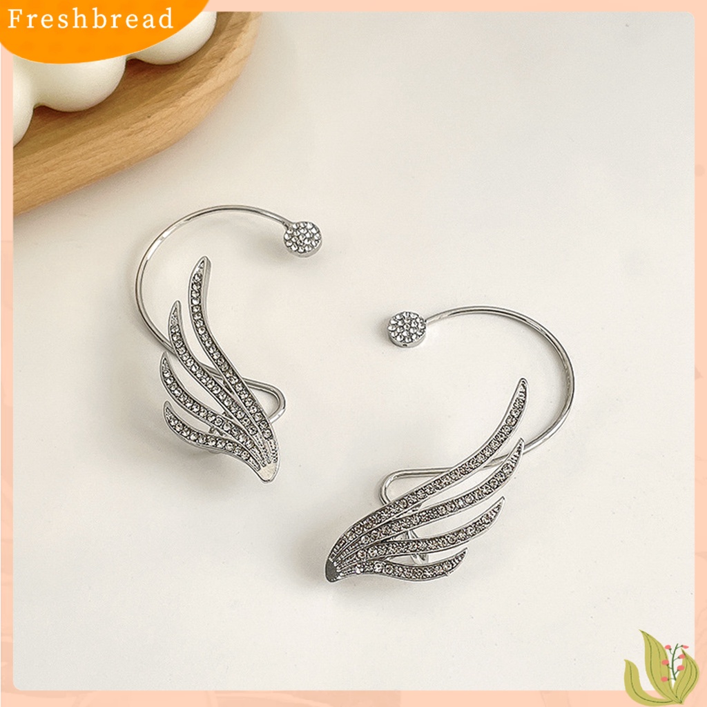 &lt; Freshbread &gt; 1Pc Mewah Romantis Telinga Manset Alloy Sayap Malaikat Berlian Imitasi Anting Pesta Perhiasan