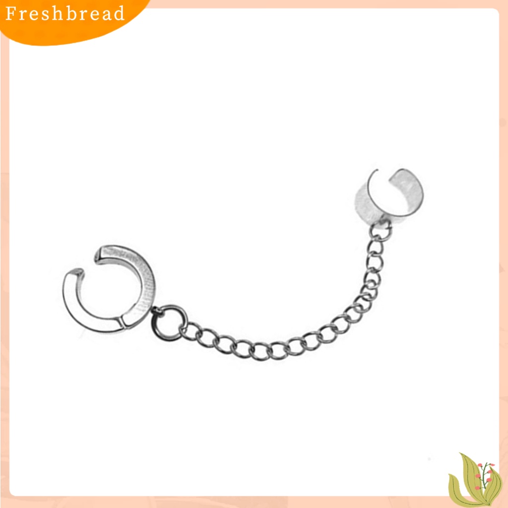 &lt; Freshbread &gt; 1Pc Lingkaran Rantai Panjang Klip Telinga Bahan Titanium Steel Anting Klip Tindik Tanpa Tindik Untuk Kehidupan Sehari-Hari