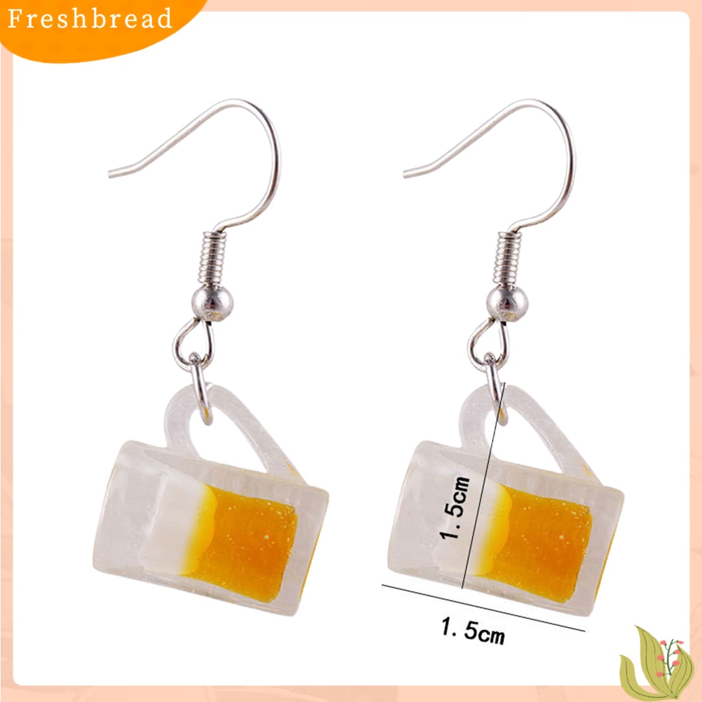 &lt; Freshbread &gt; 1pasang Anting Drop Hidup Lucu Paduan Botol Minum Liontin Klip Kait Anting Perhiasan Fashion