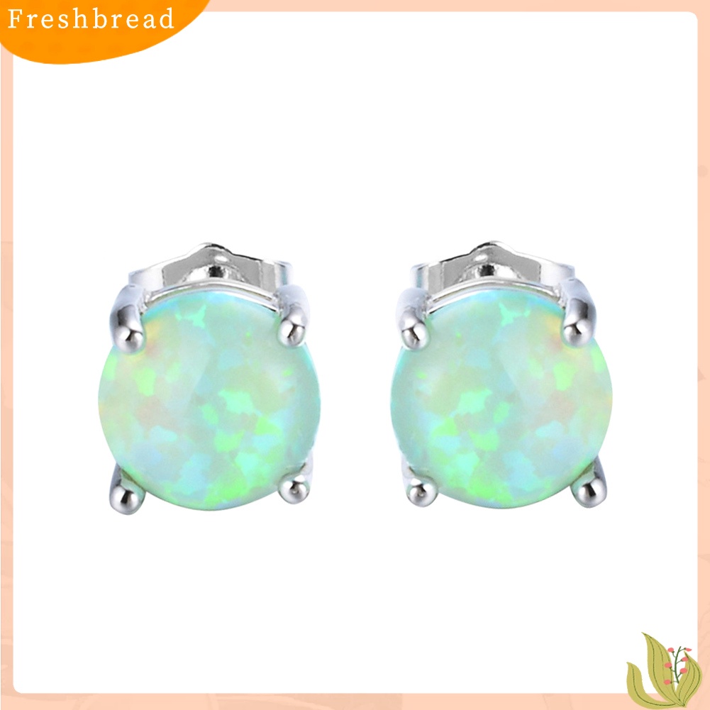 < Freshbread > Fashion Wanita Empat Cakar Bulat Imitasi Opal Hias Telinga Stud Anting Perhiasan Hadiah