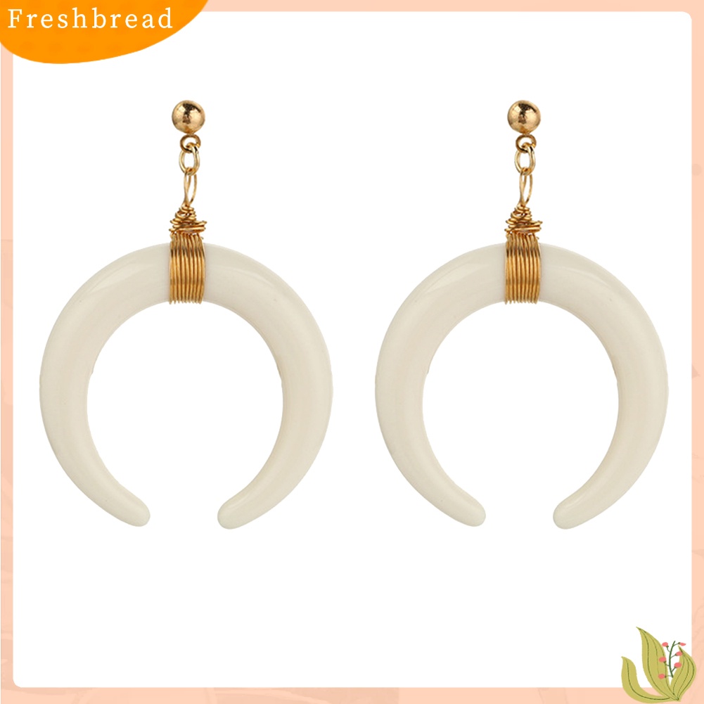 &lt; Freshbread &gt; Punk Tembaga Kabel Bulan Sabit Tanduk Liontin Wanita Club Stud Earrings Jewelry