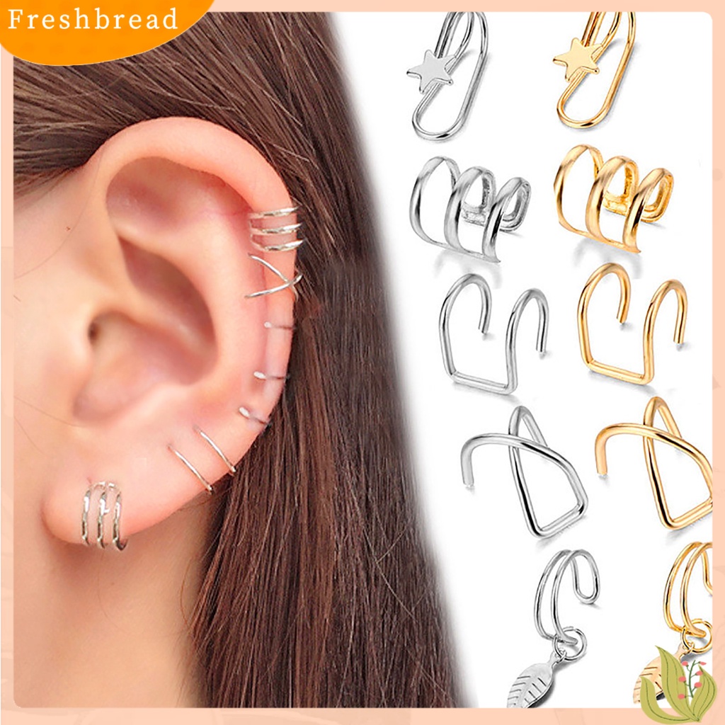 &lt; Freshbread &gt; 7Pcs/Set Anting Motif Bintang Aneka Memakai Paduan Bentuk Daun Anting Klip Set Untuk Perjamuan