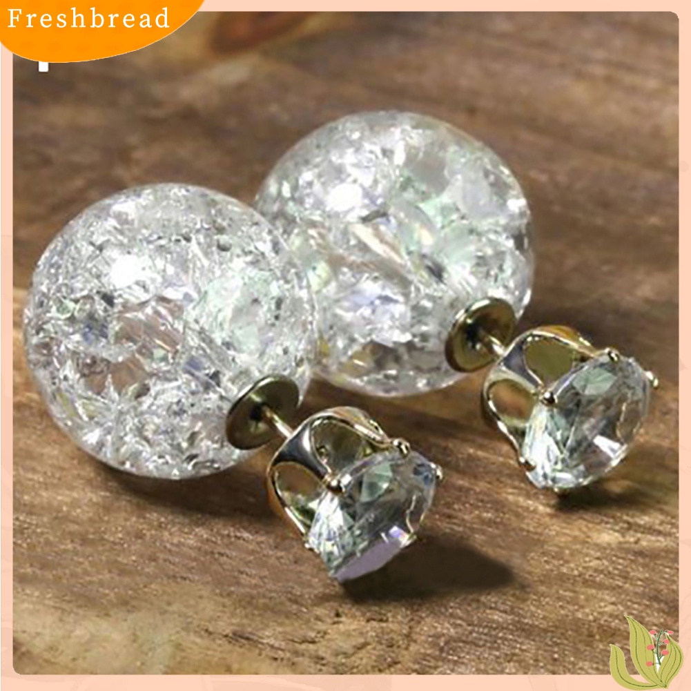 &lt; Freshbread &gt; Wanita Fashion Manik-Manik Mutiara Imitasi Berlian Imitasi Bentuk Bola Ear Studs Earrings Jewelry