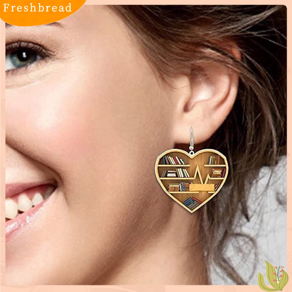 &lt; Freshbread &gt; 1pasang Tindik Unik Serbaguna Drop Earrings Vintage Book Lover Heart Librarian Hook Earrings Aksesoris Perhiasan