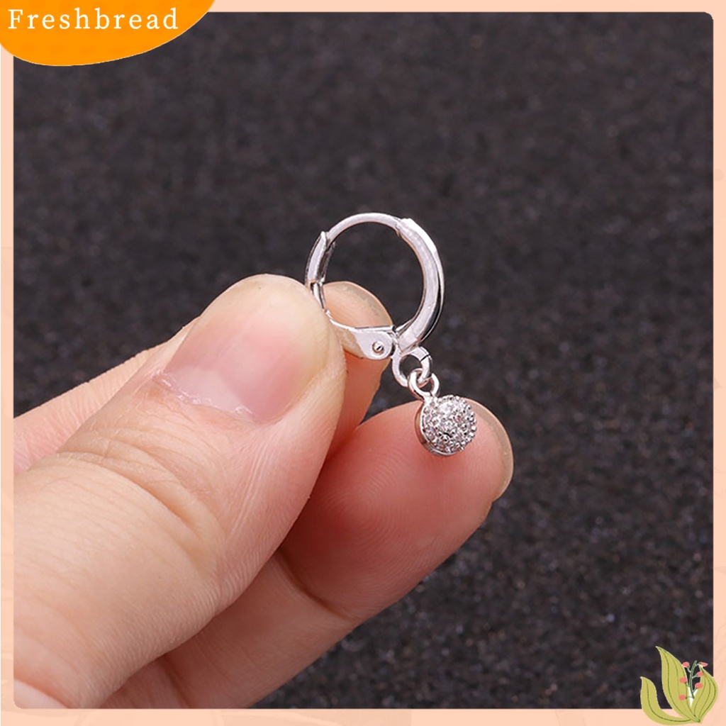 &lt; Freshbread &gt; 1Pc Wanita Cubic Zirconia Hias Salib Hati Bunga Menjuntai Huggie Anting Perhiasan