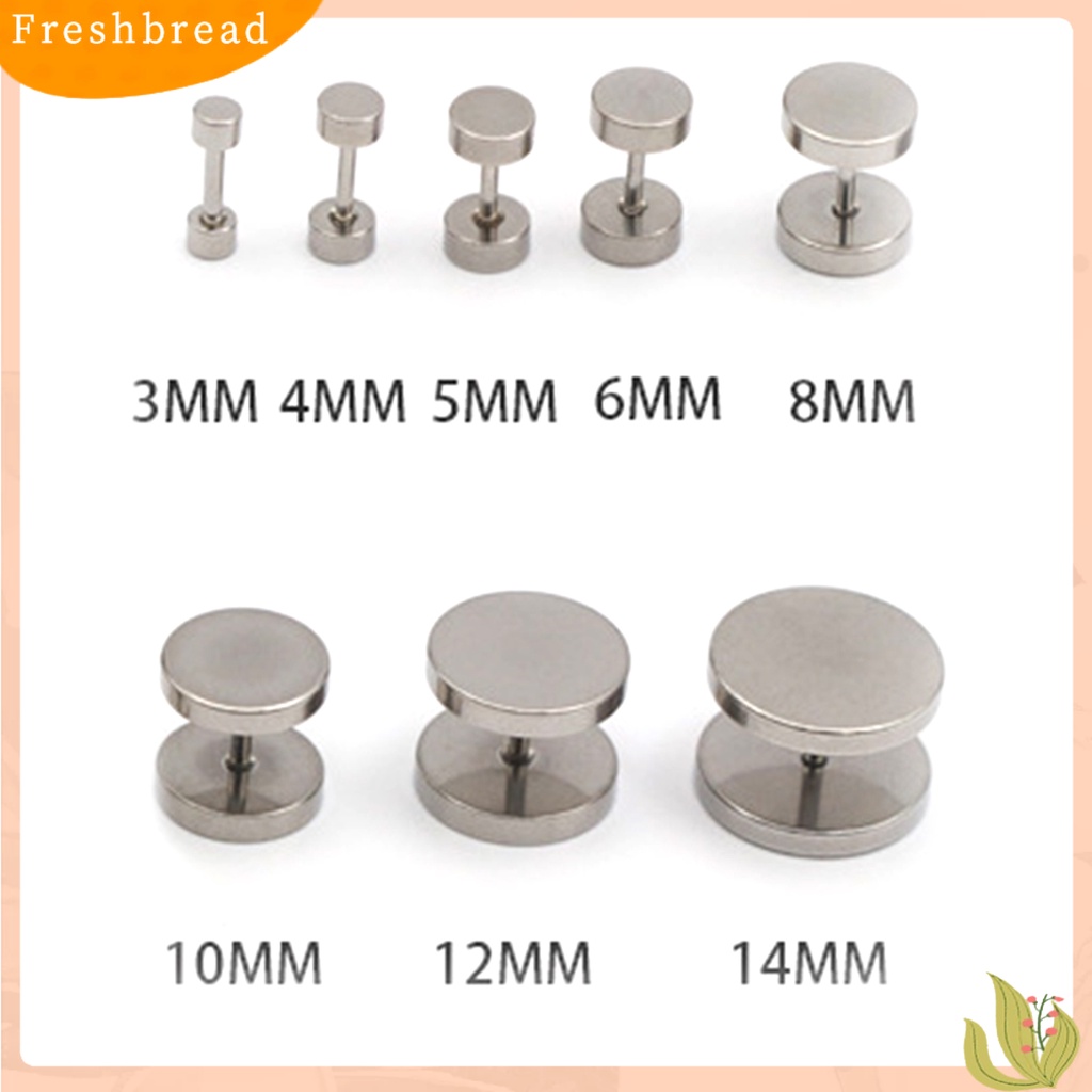 &lt; Freshbread &gt; Anting Stud Simplicity Dekorasi Tidak Alergi Bulat Pria Ear Studs Hadiah Ulang Tahun