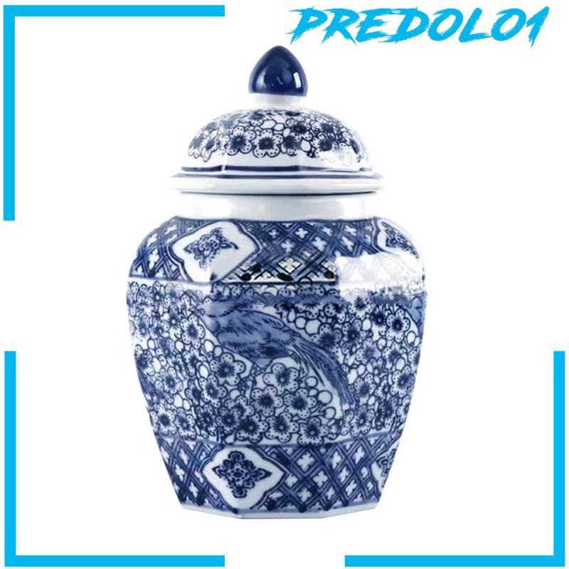 [Predolo1] Toples Jahe Porcelain Pot Rangkaian Bunga Glossy Dengan Tutup Untuk Hadiah Dekor