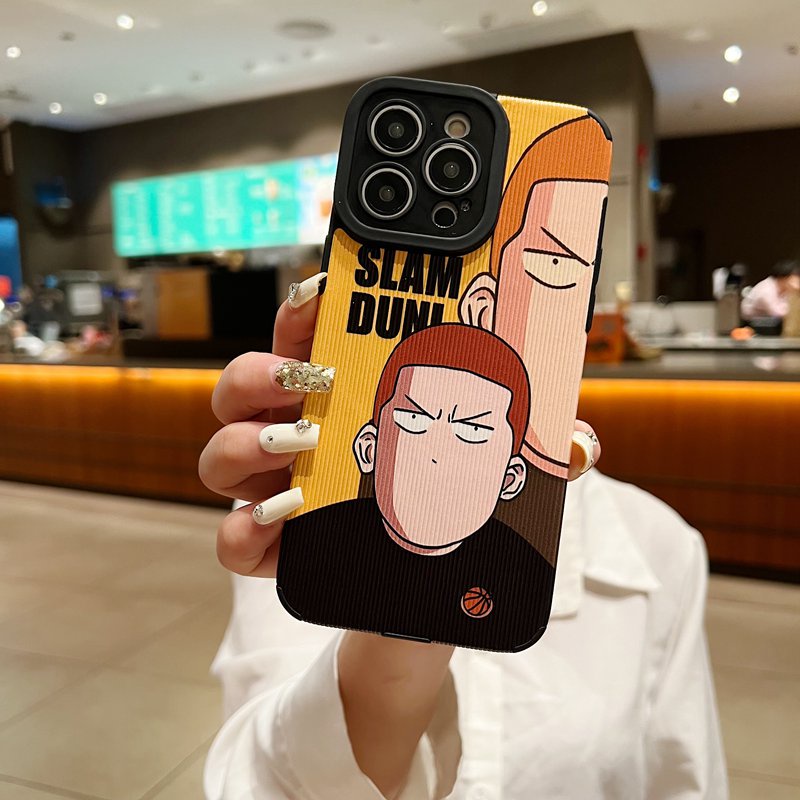 Men's Fashion Cool Leather Soft Case iP iPhone 7 8 Plus SE 2020 X XR XS Max 11 12 13 14 Pro Max 14 Plus Phone Case Camera Protect Slam Dunk Sakuragi Hanamichi