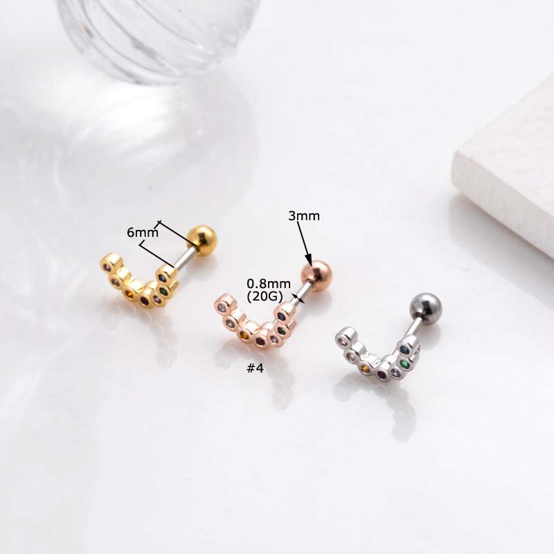 1biji Anting Tulang Rawan Stud Tindik Stainless Steel Tragus Helix 20Gauge Warna Emas/silver Bentuk Bintang Sayap