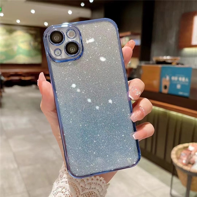 Warna Gradasi Dengan film Pelindung Lensa soft shell Kompatibel Untuk iphone11 12 13 14promax iphonex xs xsmax SE 2020 7/8plus casing Ponsel Tahan Guncangan