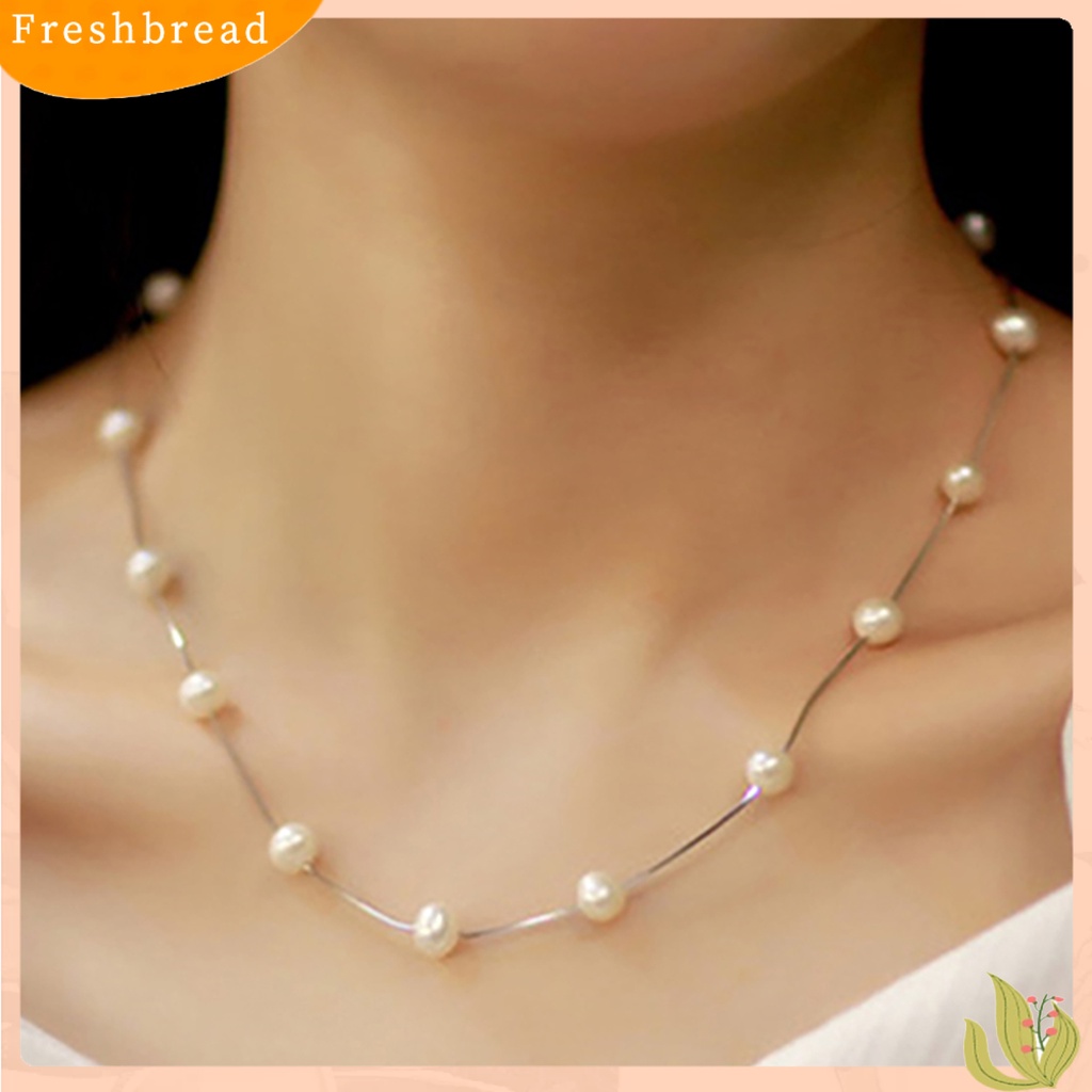 {In Stock} Kalung Single Layer Adjustable Alloy Wanita Mutiara Imitasi Rantai Klavikula Untuk Pernikahan