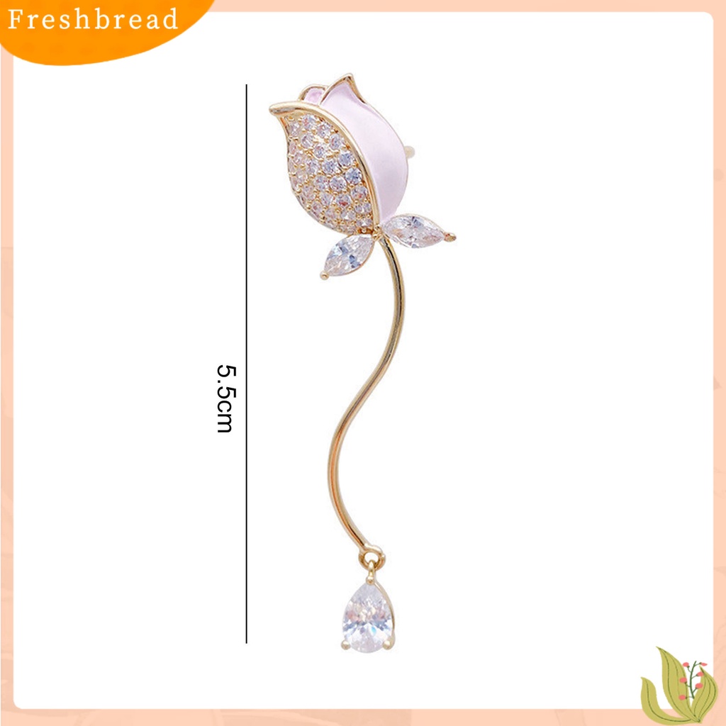 {In Stock} 1Pc Klip Telinga Retro Irregular Shiny Berlian Imitasi Hias Non Piercing Hadiah Hias Bunga Tulip Klip Anting Perhiasan Trendi Untuk Pesta