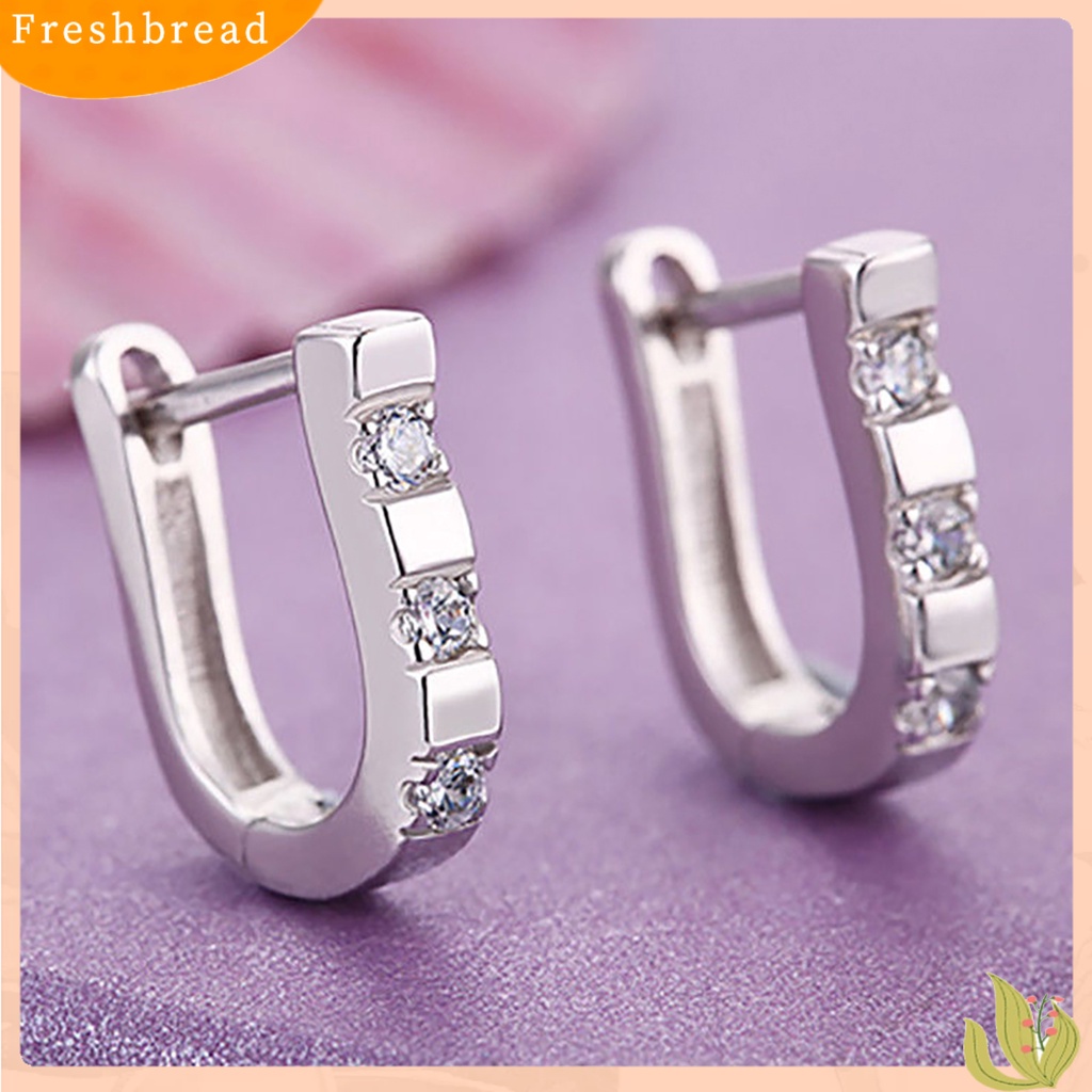 {In Stock} 1pasang Fashion U-Shape Cubic Zircon Hias Wanita Pesona Perhiasan Pesta Anting Tindik