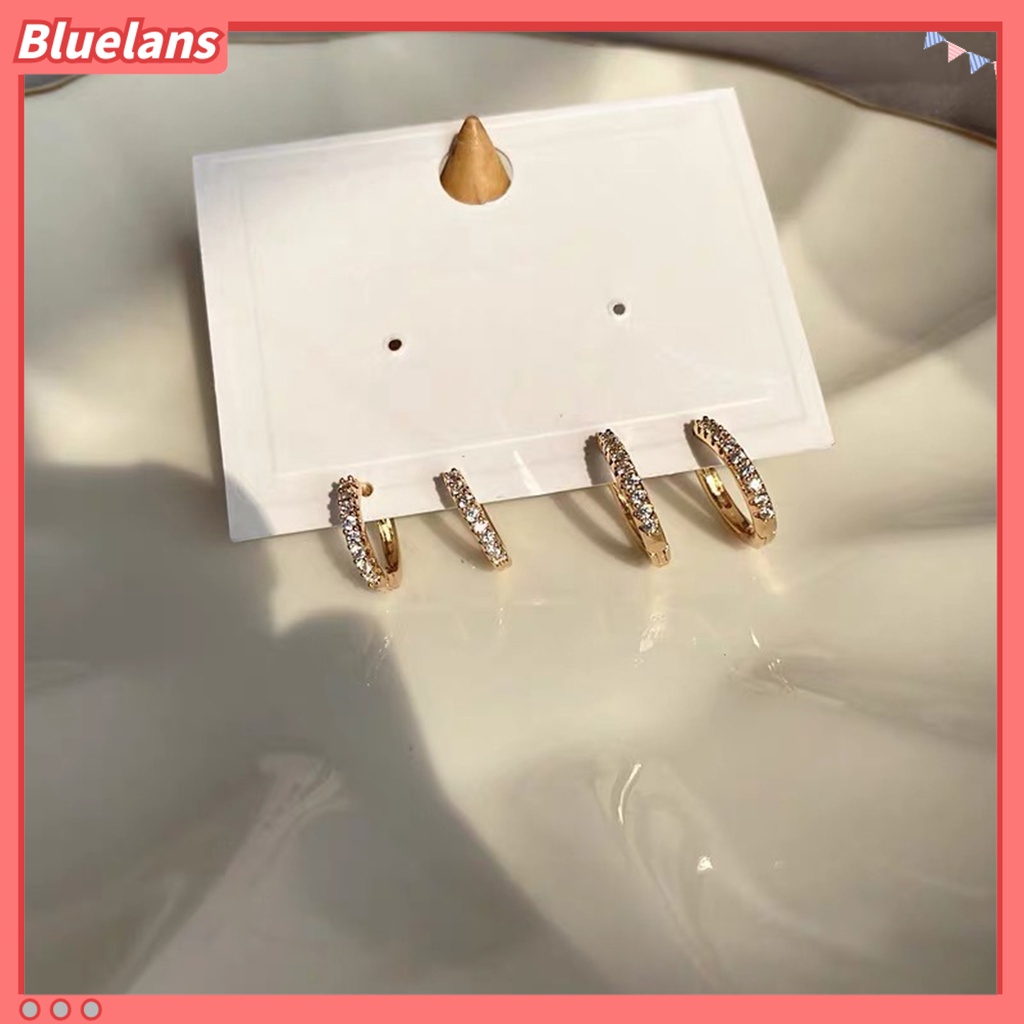 {In Stock} Anting Wanita Berlian Imitasi Simple Mini Piercing Hoop Studs Earlobe Tragus Lingkaran Untuk Perempuan