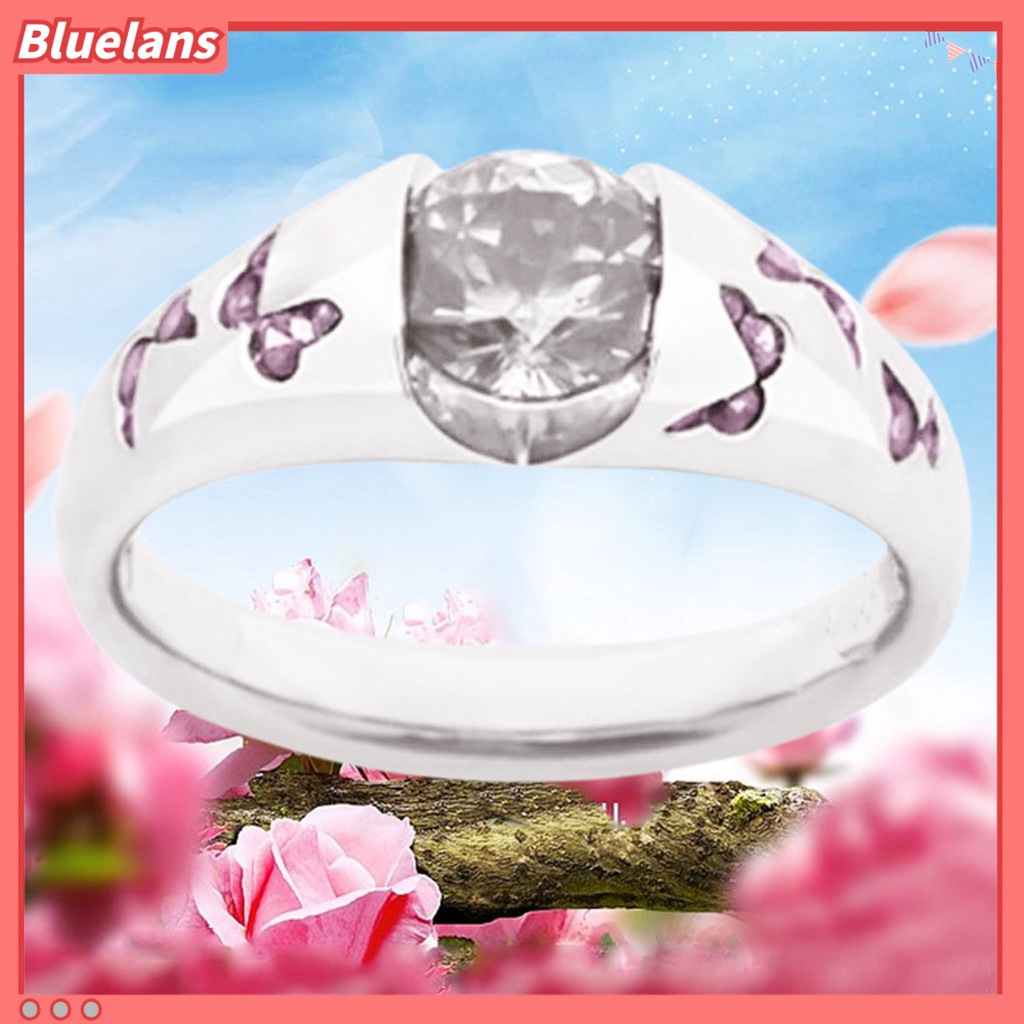 {In Stock} Cincin Motif Kupu-Kupu Aksesoris Perhiasan Alloy Cubic Zirconia Finger Band Untuk Wanita