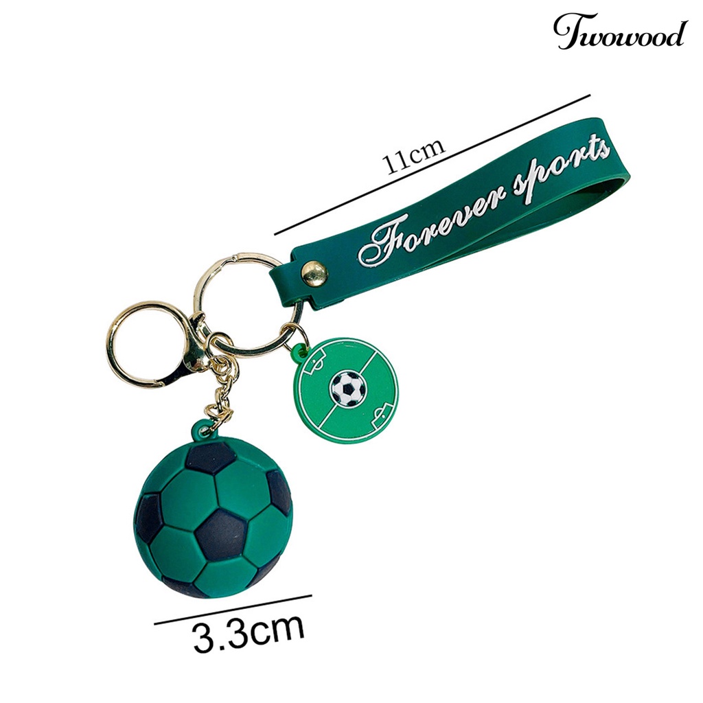 Twowood Football Keychain Metal Buckle Soft PVC Lovely Keyholder Ornamen Portable Kartun Gantungan Kunci Tas Liontin Aksesoris Souvenir Hadiah