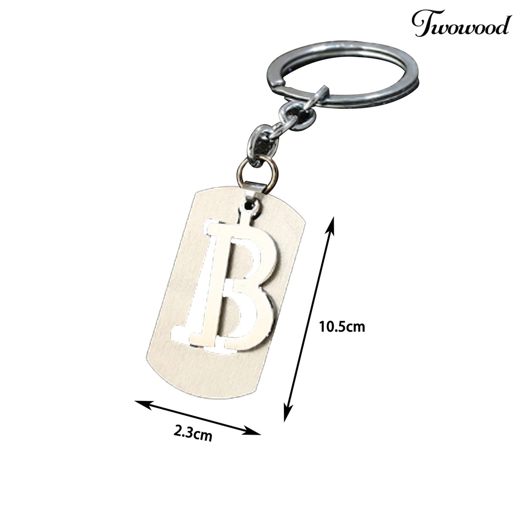 Twowood Gantungan Kunci Serbaguna Kilau Cerah Melubangi Permukaan Halus Dapat Digunakan Kembali DIY Stainless Steel Huruf A-Z Wanita Pria Kunci Mobil Tempat Gantungan Untuk Dompet