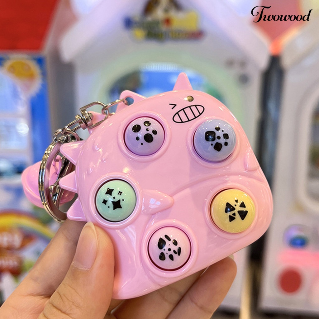 Twowood Whack-a-mole Gantungan Kunci Lucu Kartun Dinosaurus Menarik Nostalgia Penghilang Stress Latihan Koordinasi Fidget Toy Mini Portable Game Console Pendant Mainan Hadiah Natal