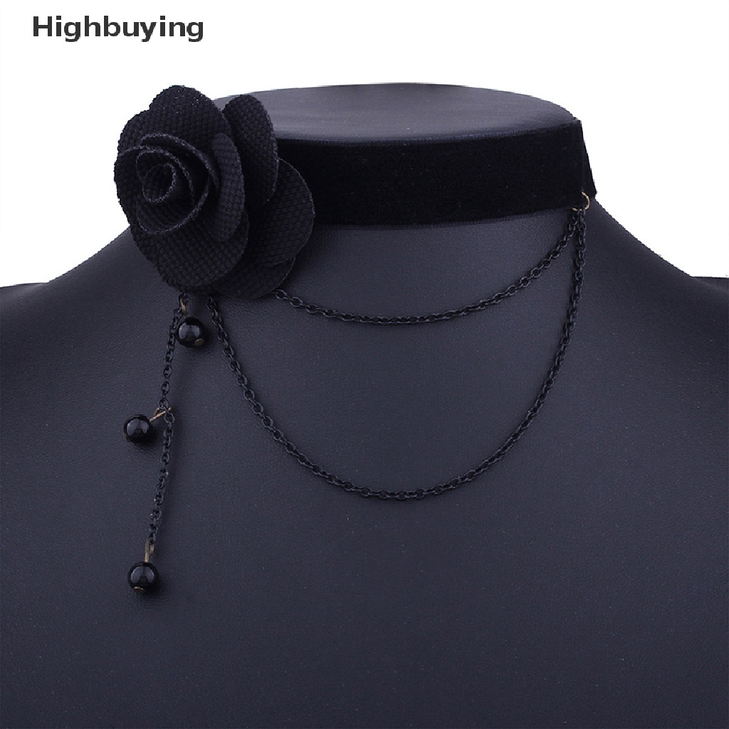 Hbid Kalung Choker Liontin Charm Bunga Mawar Vintage Untuk Wanita Gothic Lace Choker Glory