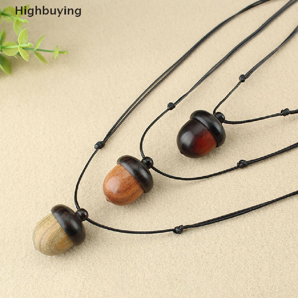 Hbid Vintage Screwable Ebony Acorn Pendant Gawu Kotak Kalung Panjang Kerucut Pinus Acorn Des Glory