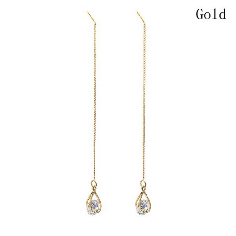 Goldkingdom Aksesoris Perhiasan Fashion Ready Stock Anting Panjang Earline Berbentuk Drop, Anting Stud