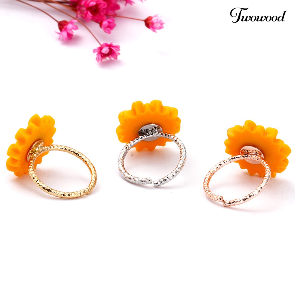 Twowood 5Pcs/Set Fashion Bunga Matahari Liontin Kalung Stud Anting Cincin Gelang Perhiasan