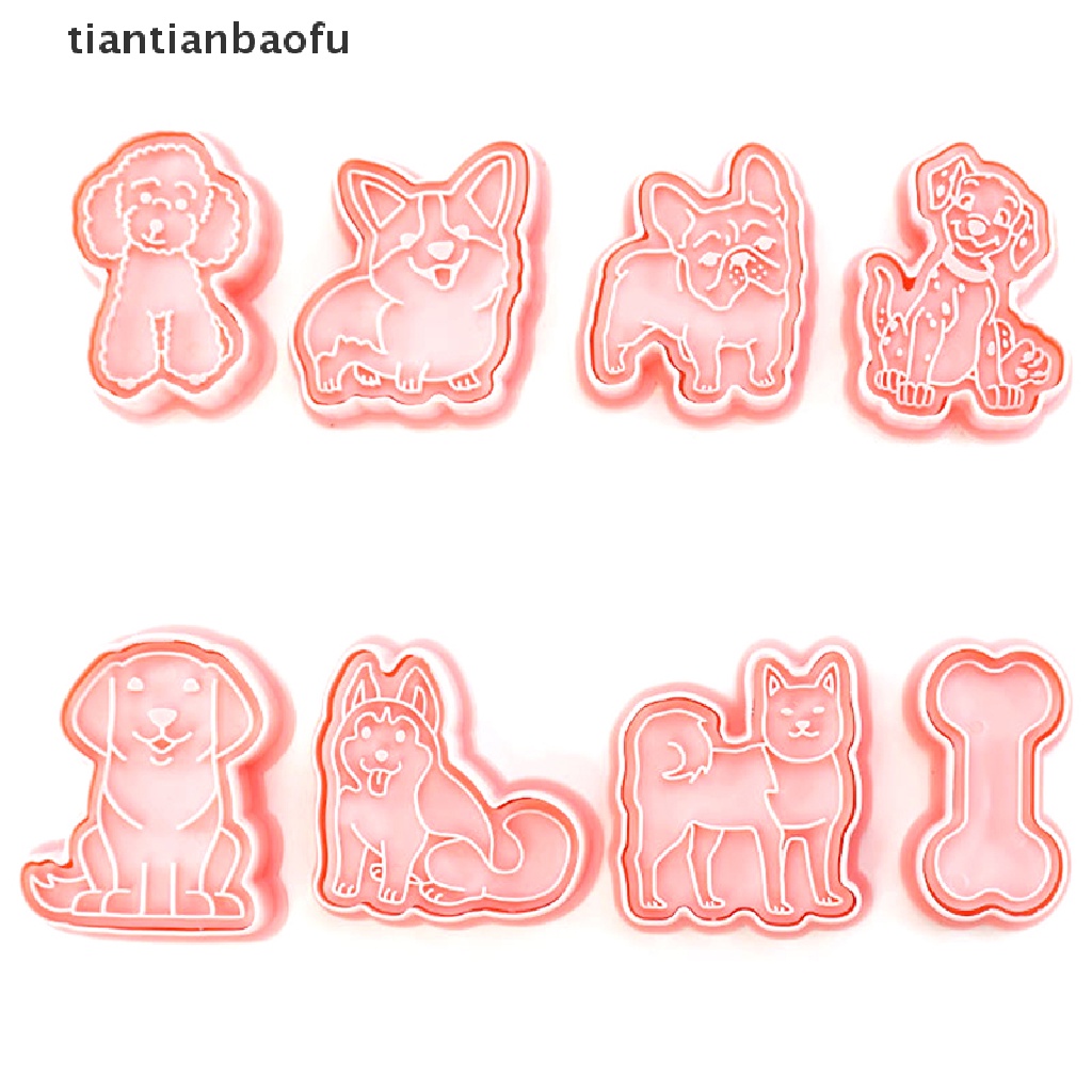 [tiantianbaofu] 8 Pcs Lucu Puppy Biskuit Cetakan DIY Teddy Dog Fondant Cookie Mold Alat Dekorasi Kue Cookie Cutters Pastry Moulds Perlengkapan Baking Butik