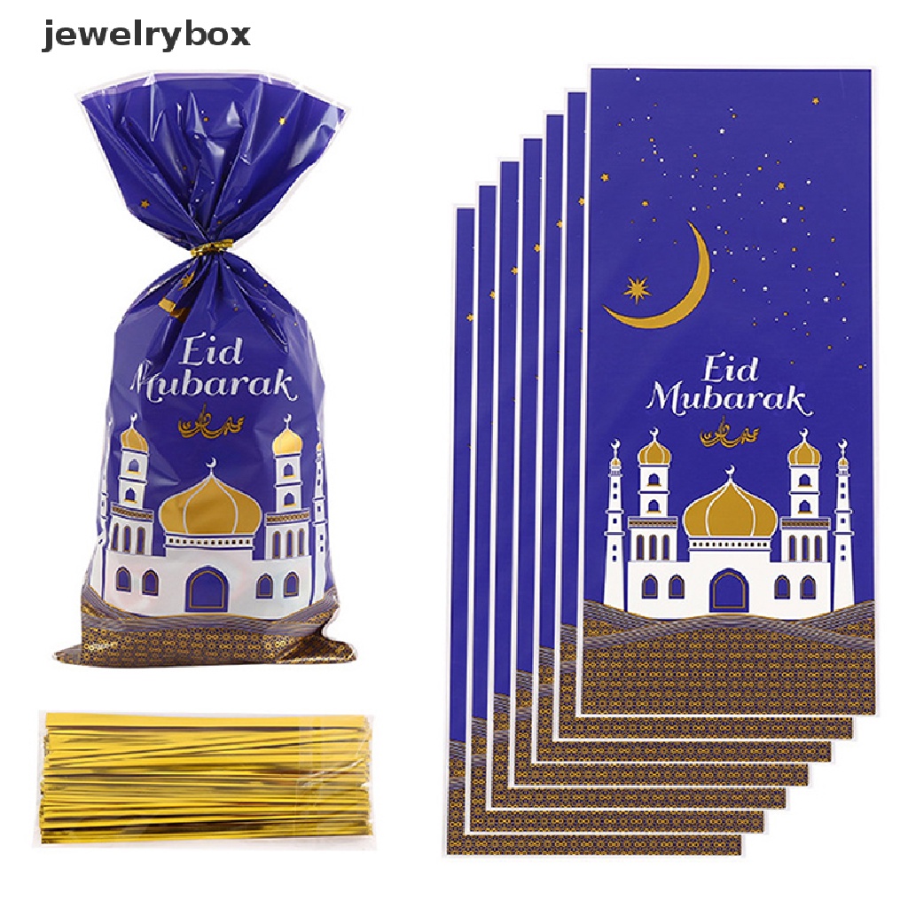 [jewelrybox] 50pcs Eid Mubarak Gift Bag Plastik OPP Bag Dua Warna Mix Perlengkapan Pesta Muslim Butik