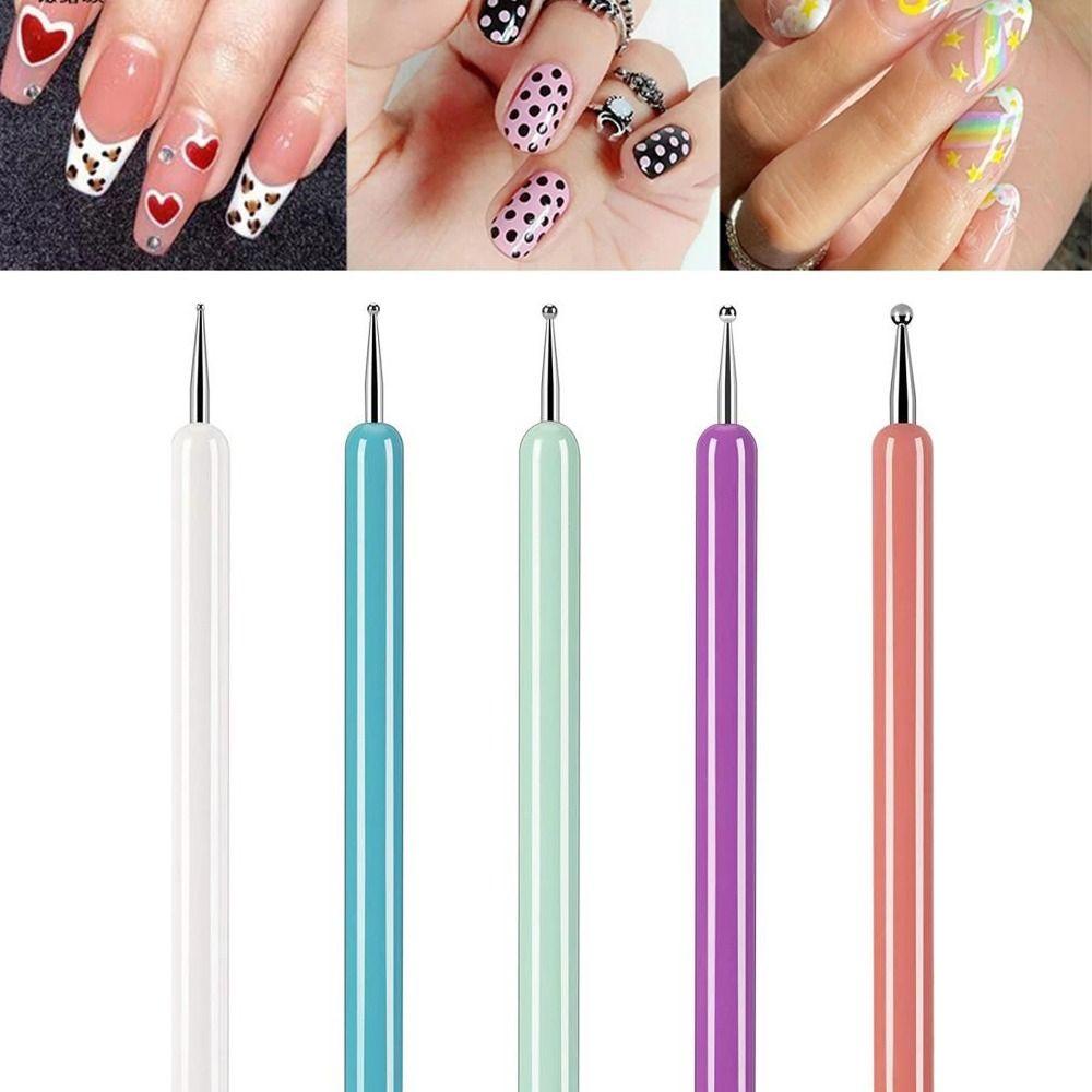 R-FLOWER Nail Art Brush Manicure Alat Kuas Lukis Berlian Imitasi Bunga Pena UV Gel Ekstensi Pen