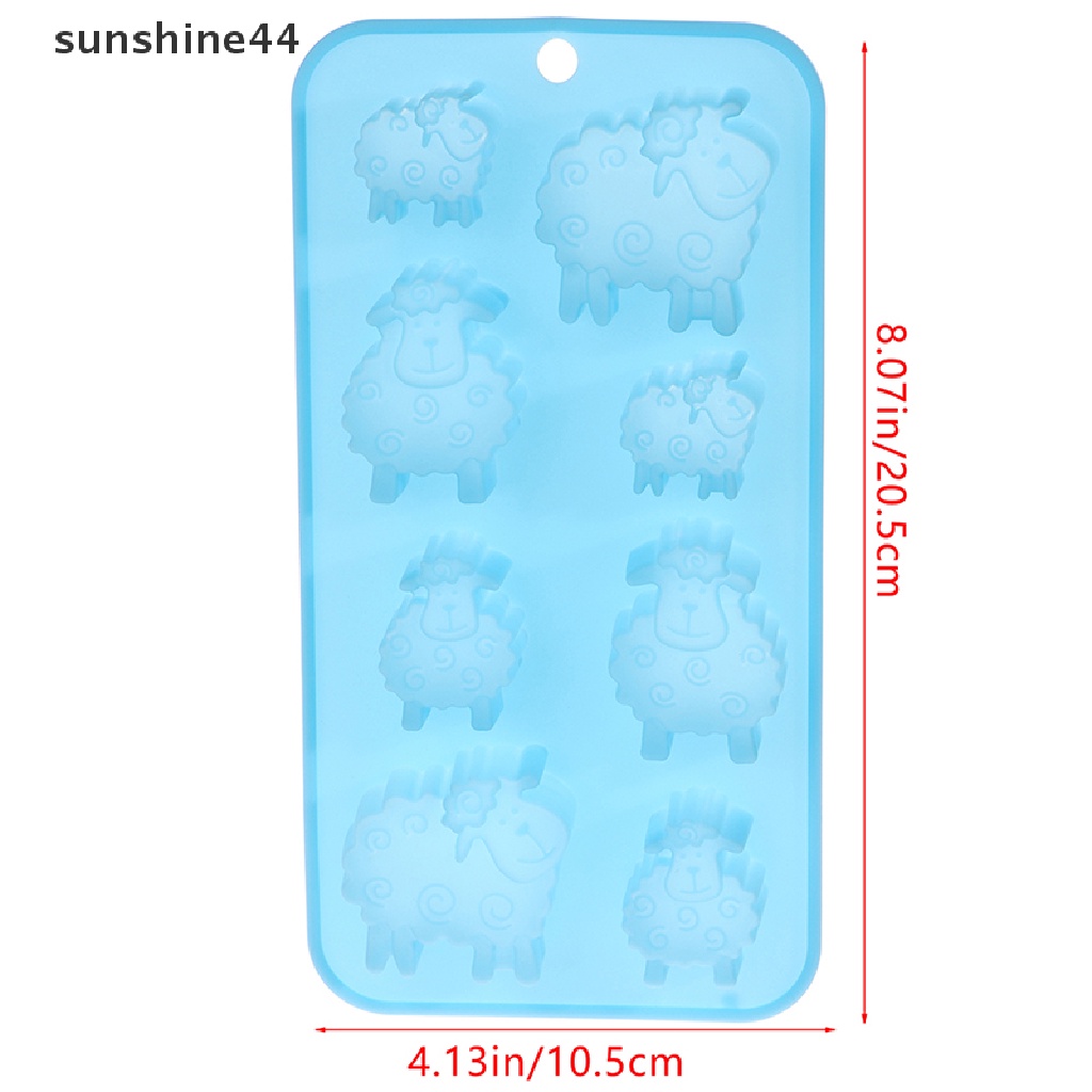 Sunshine 1Pc 8lubang EID Mubarak Ramadhan Hewan Domba Cetakan Silikon DIY Alat Baking ID
