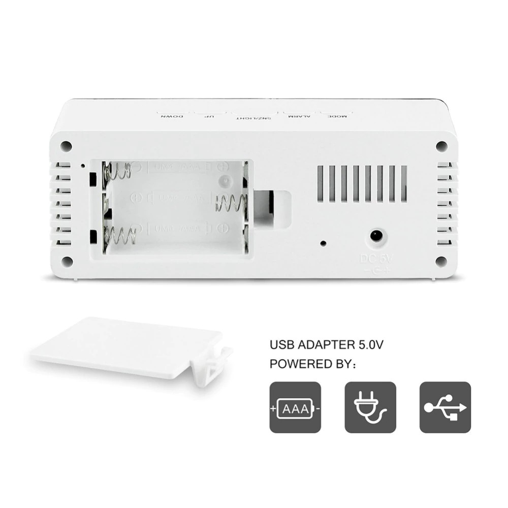 209 LED Mirror Alarm Clock Digital Snooze With Temperature Display