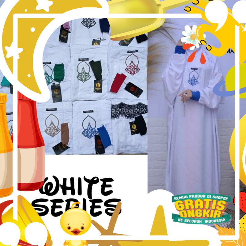 Basmah Putih/ Basmah White Series/ Basmah Collection/ Mukenah Putih/ Trendy Lesti