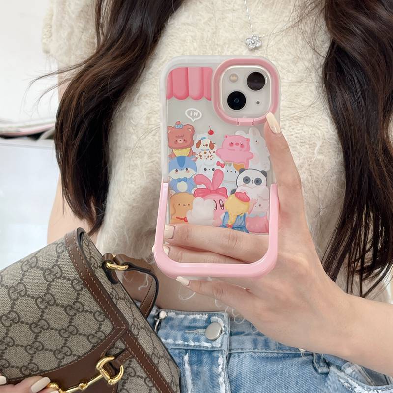 【2 Holder】Nice Girl Animal Toy Store Woman Soft Case iP iPhone X XR XS Max 11 12 13 14 + Plus Pro Max FTD Casing Apple