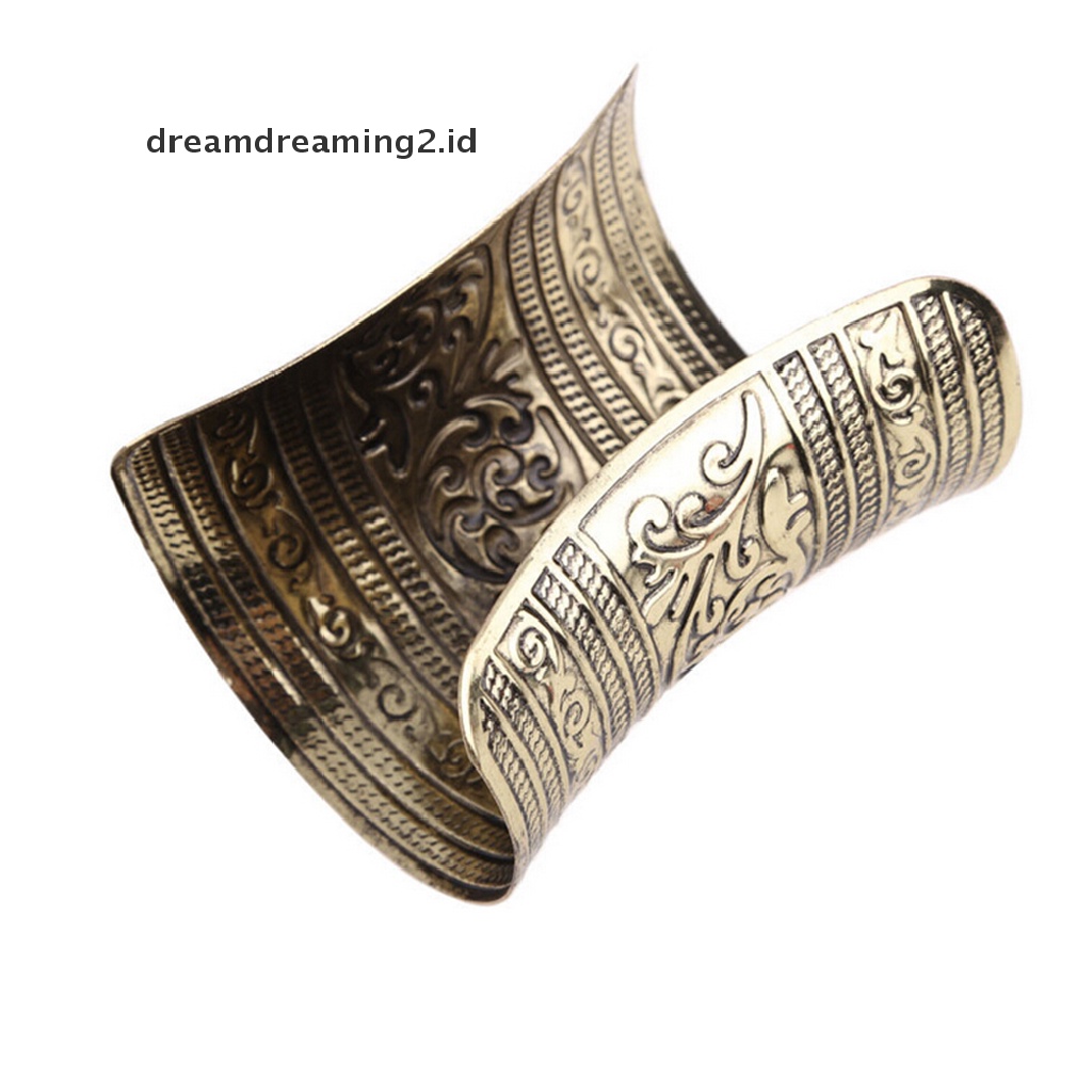 (hot) Fashion Antik Melengkung Perhiasan Panjang Lebar Vintage Metal Cuff Gelang Bangle Baru//