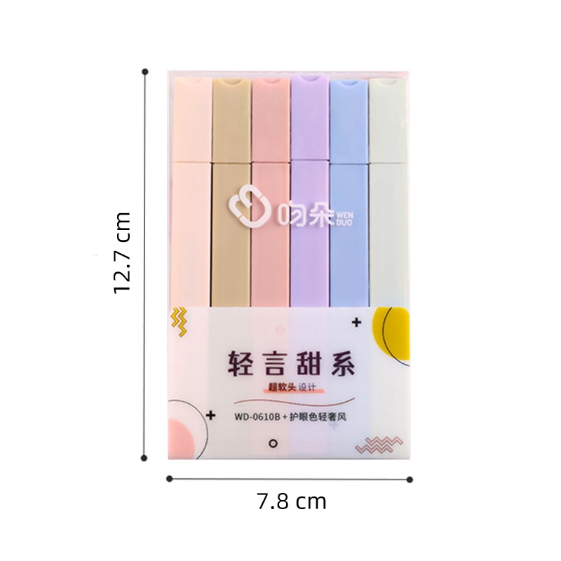 6warna Warna Cahaya Ultra Soft Tip Rectangle Stabilo Pelindung Mata Pulpen Penanda Kapasitas Besar