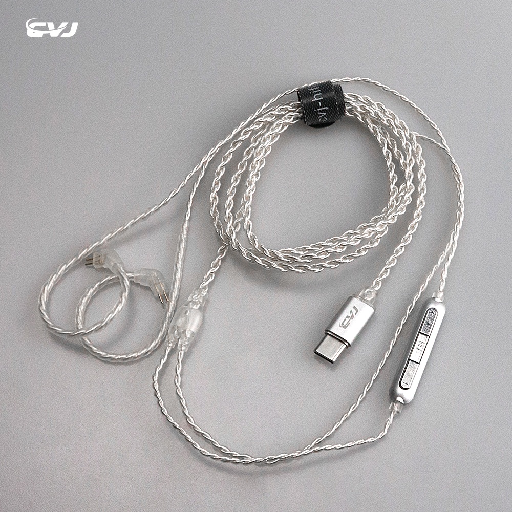 Cvj V5 TYPEC DAC HD-Decoded Lossless Silver-Layer HiFi Kabel Upgrade Dengan Mikrofon MMCX/0.75/0.78 Untuk KZ TRN CCA CSK