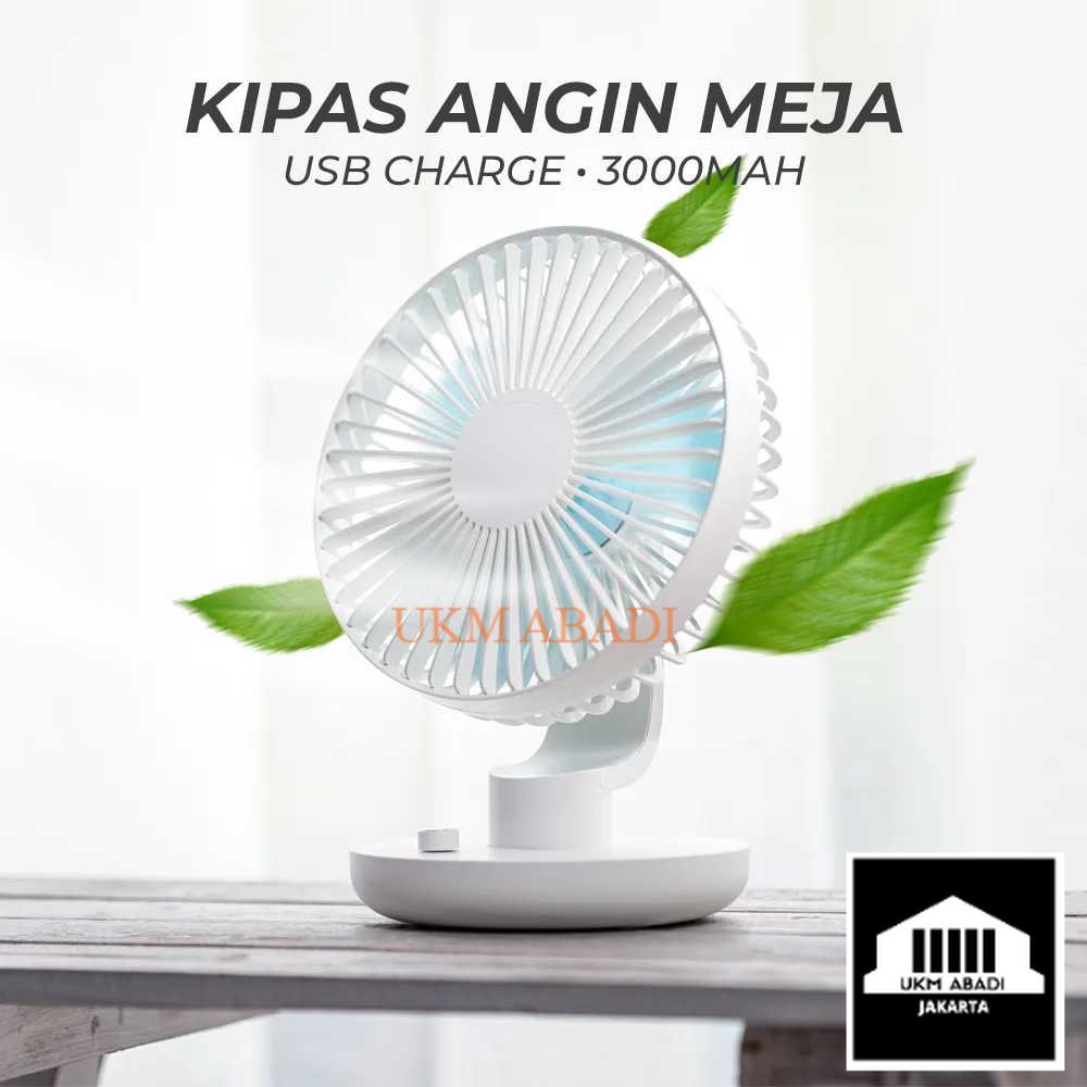 Kipas Angin Meja Desk Fan Swing Automatic USB Charge 3000mAh 209