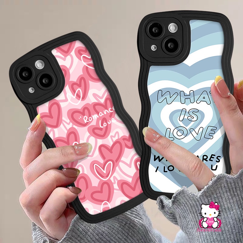 Casing Infinix Hot 10 11 12 9 Play Note G96 12Pro 10Pro 12 Hot 10s 20s 8 12Pro 20 9 12i 10Lite 10 11s Smart 5 6 4 Plus Romantic Couple Love Heart Wavy Edge Cover