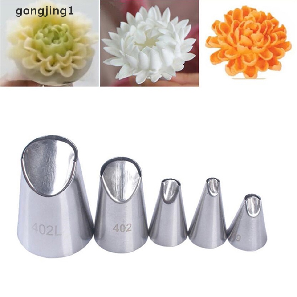 Ggg 5PCS/Set Krisan Nozzle Icing Piping Pastry Nozel Alat Kue Dapur ID