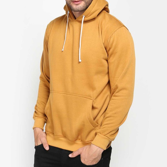 Jaket Hoodie Polos Kuning Mustard M - XXL Pria Wanita - Kuning Mustard, M