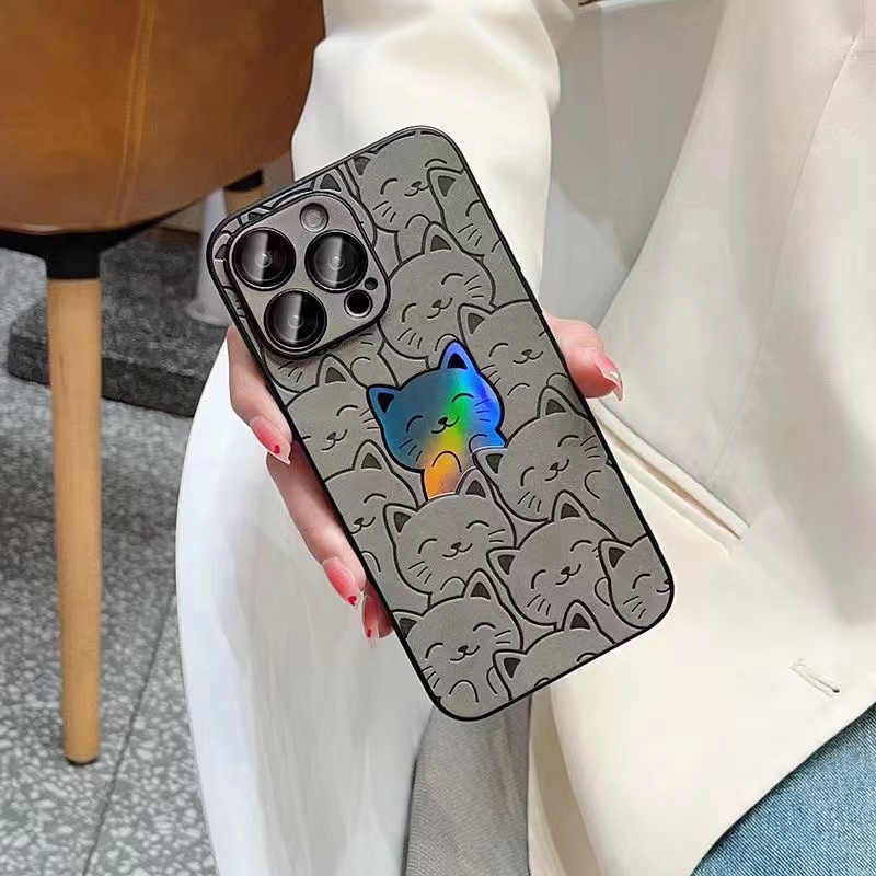 IPHONE Pussycat Laser Dilengkapi Dengan Lensa Sendiri film phone case Iphone11 12 13 14 pro max plus Sarung case shockproof