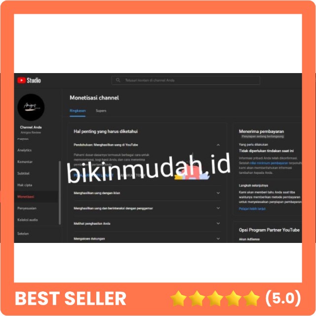 CHANNEL MONET YOUTUBE SUDAH PIN MONETISASI